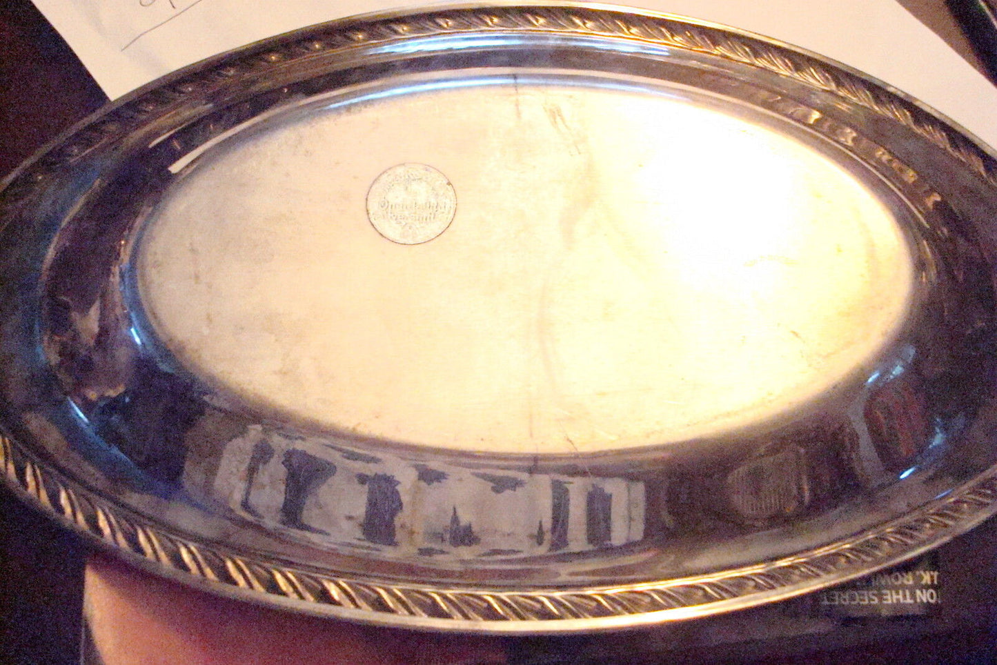 Wm Rogers/Oneida silverplate boat tray twisted rope around the rim ORIGINAL