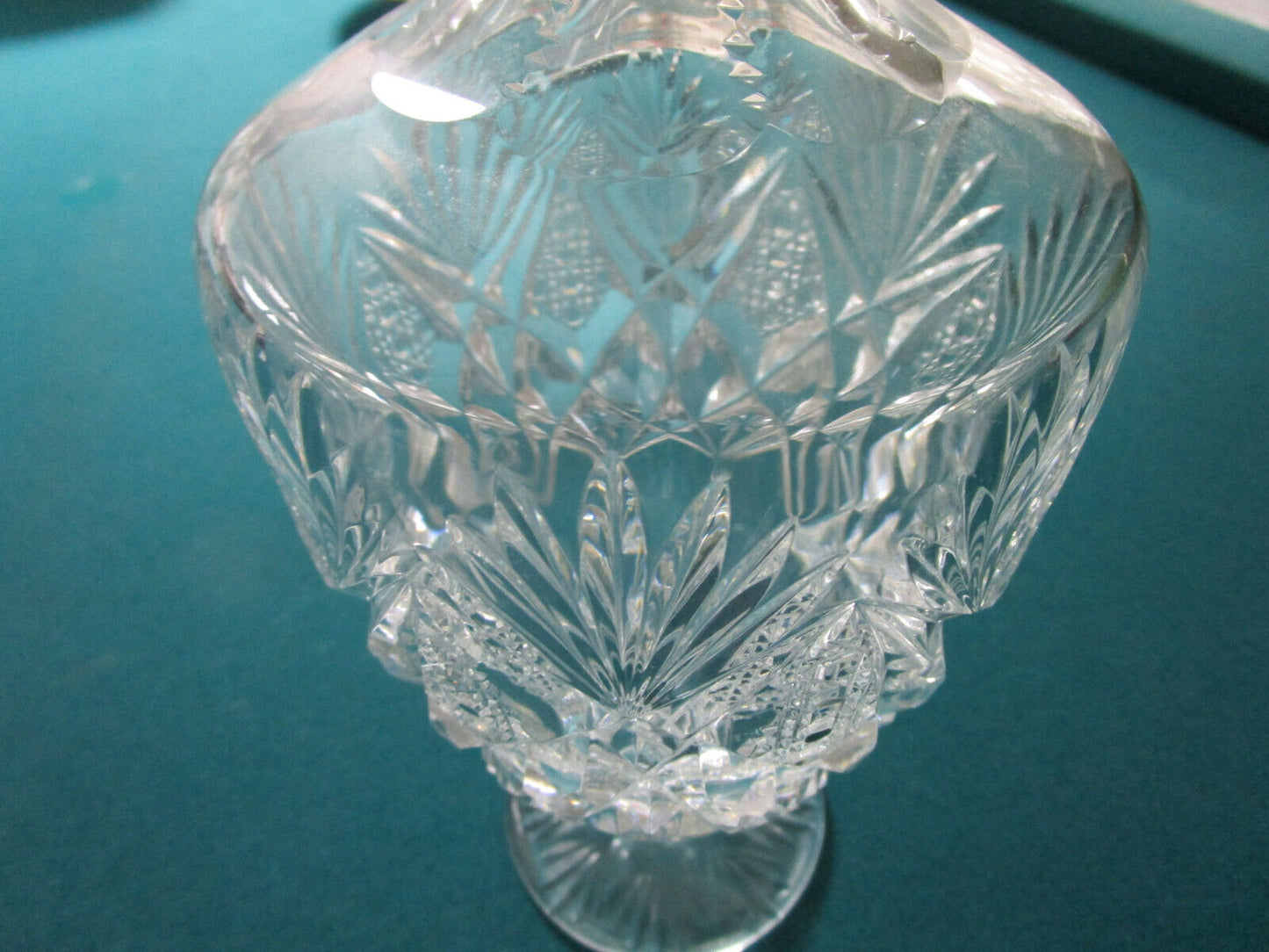 AMERICAN BRILLIANT CLARET DECANTER CUT GLASS with tiny diamond cuts in the edges