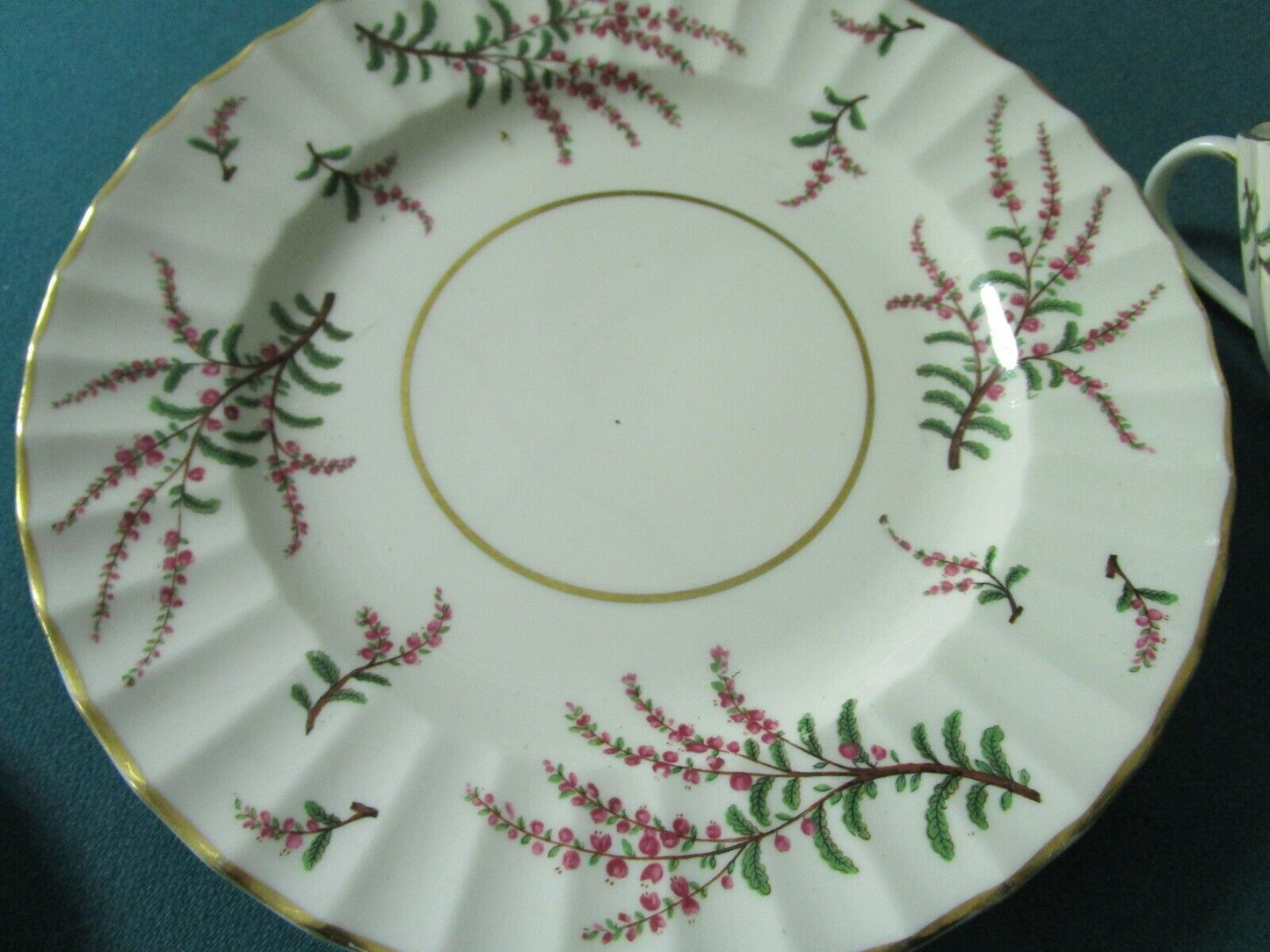 TRIO Royal Worcester, Dunrobin Pattern, England, cup, saucer,cake plate [95F]