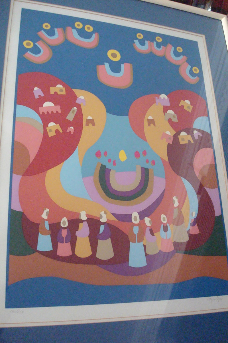 Lydie Egosi Serigraph, “Chanukah” signed and numbered serigraph[art]