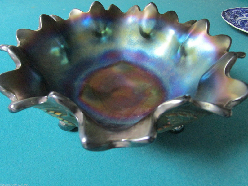 Northwood CARNIVAL BOWLS RUFFLED BORDERS IRIDESCENT PURPLE GRAPES pick 1