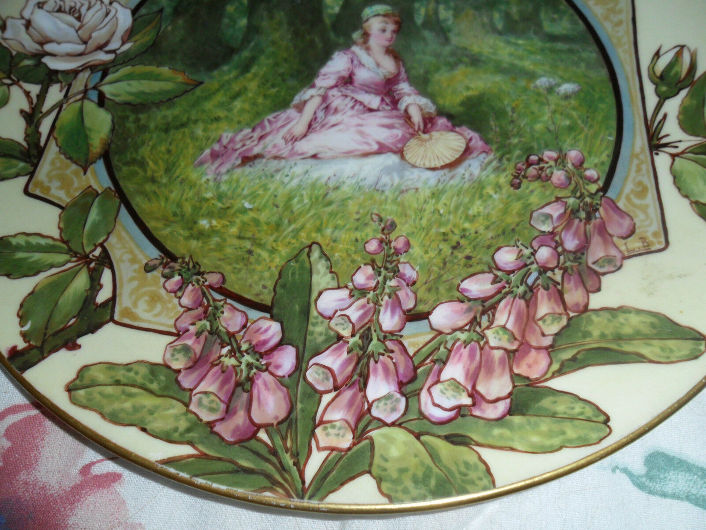 Victorian Transfer Plate lady in pink, probably from England [DL 11]