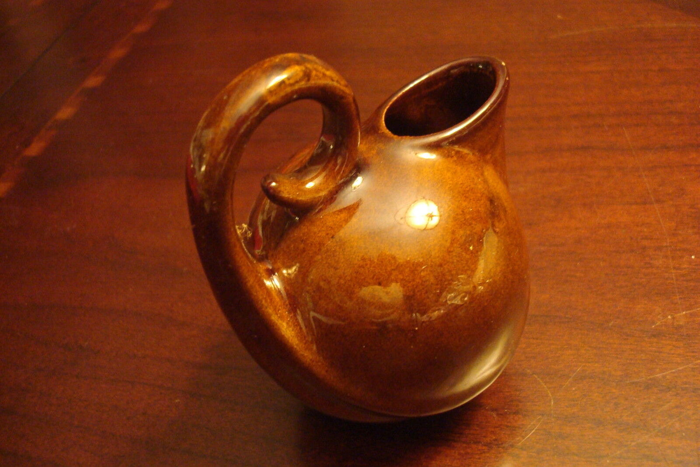 Vintage oil Jar 'Split Rock" brown , 4 1/2" tall[5]