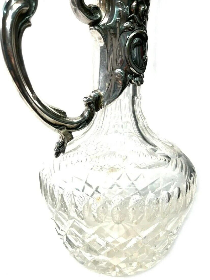 Antique silver plate Art Nouveau Topazio silver plate and cut glass CLARET