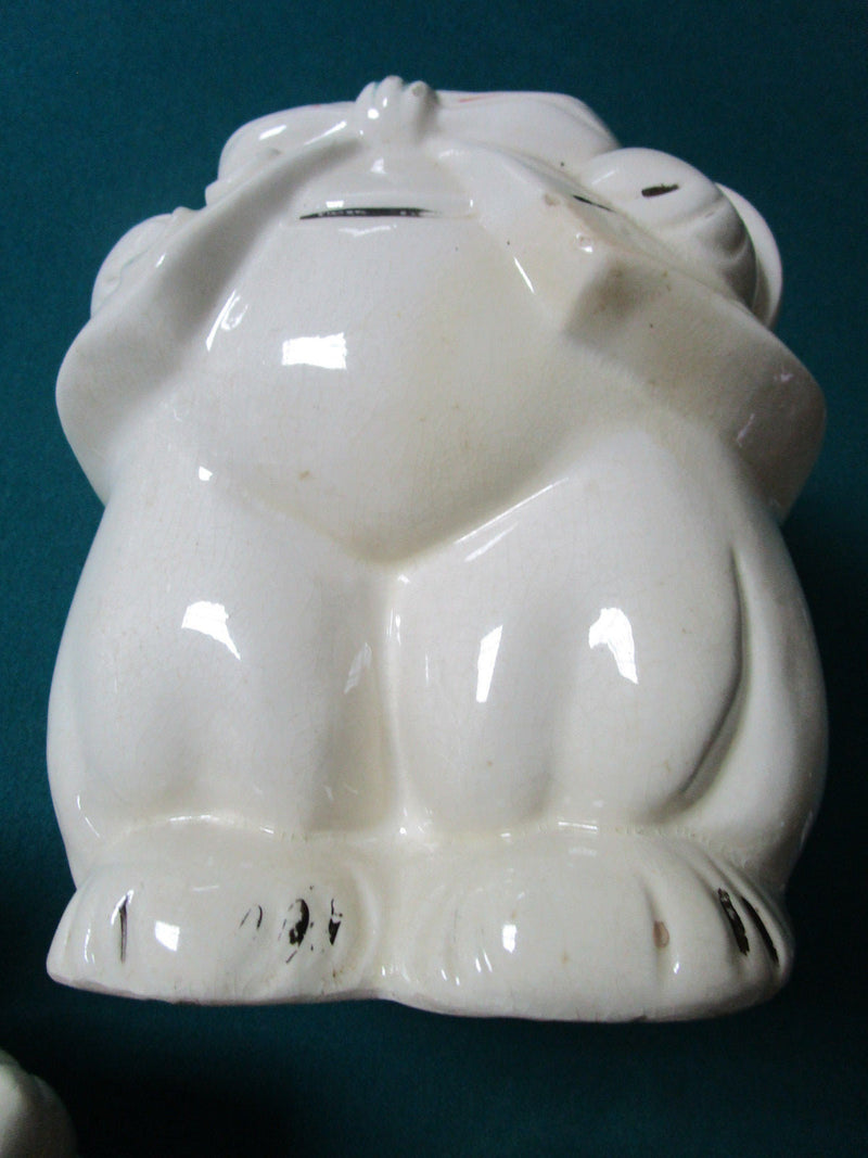 Vintage American Bisque Turnabout Bear Cookie Jar Two Sided Boy&Girl,12" Tall