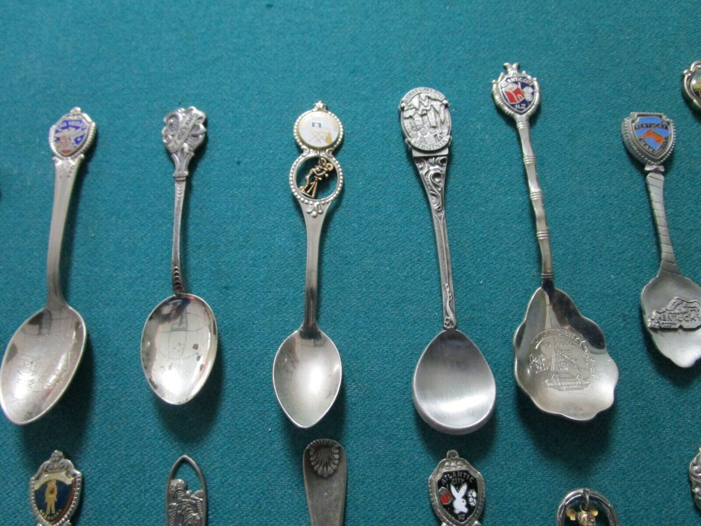 46 SOUVENIR SILVERPLATE  SPOONS USA AND INTERNATIONAL