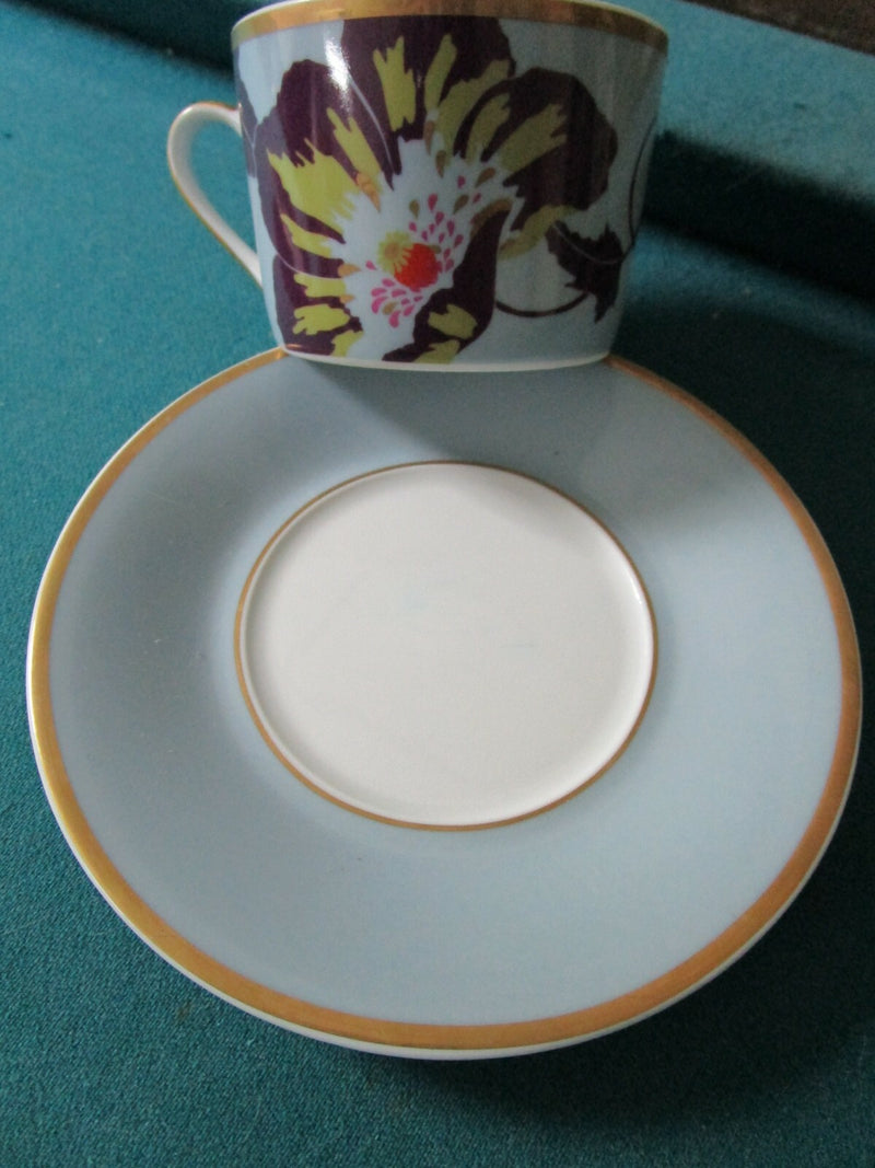 Guy Degrenne Maruchka Blue / Violet Pair Of Coffee Cups France Pottery ^^^