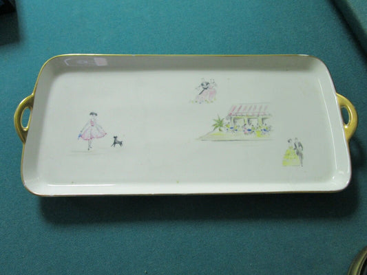 TIRSCHENREUTHER PASCO GERMAN VANITY TRAY 14 X 6 1/2" GOLDEN HANDLES PARIS DECOR