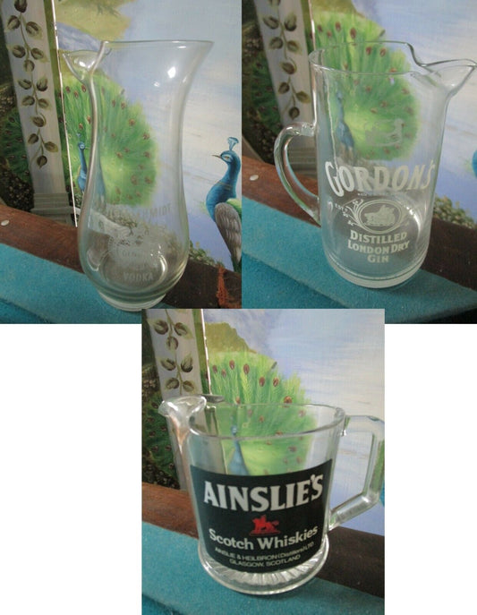 WOLFSCHMIDT VODKA - AINSLIE'S SCOTH - GORDON'S GIN GLASS PITCHER JUGS PICK 1