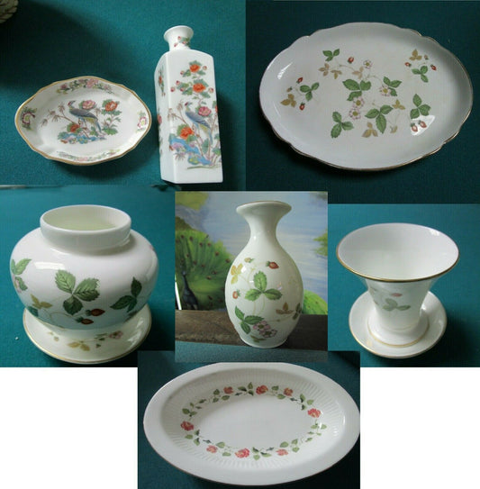 “Wedgwood" Vanity Wild Strawberry  Kutani Crane Dish Bottle Tray Vase Pick1 ^^