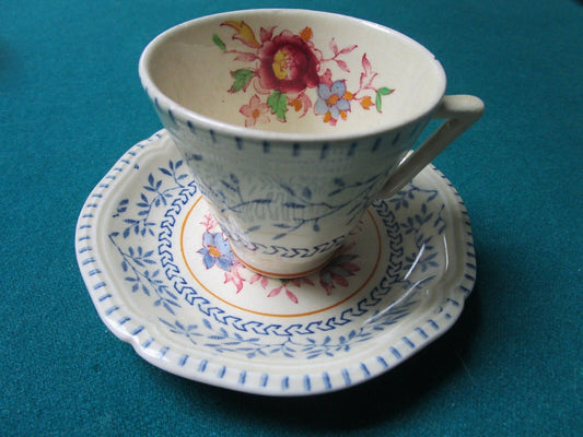 Woods Burslem England "Waverley" Pattern, Coffee Cup And Saucer [95j]