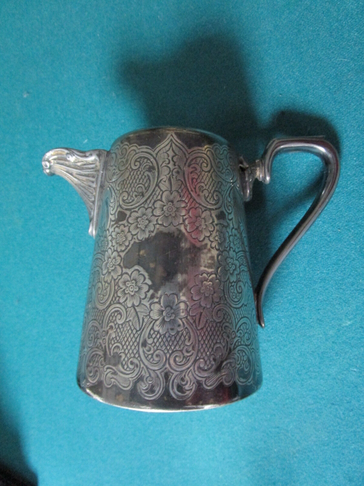 1890s J.H. POTTER SHEFFIELD EPNS silver plate engraved milk jug[a*4met-2]