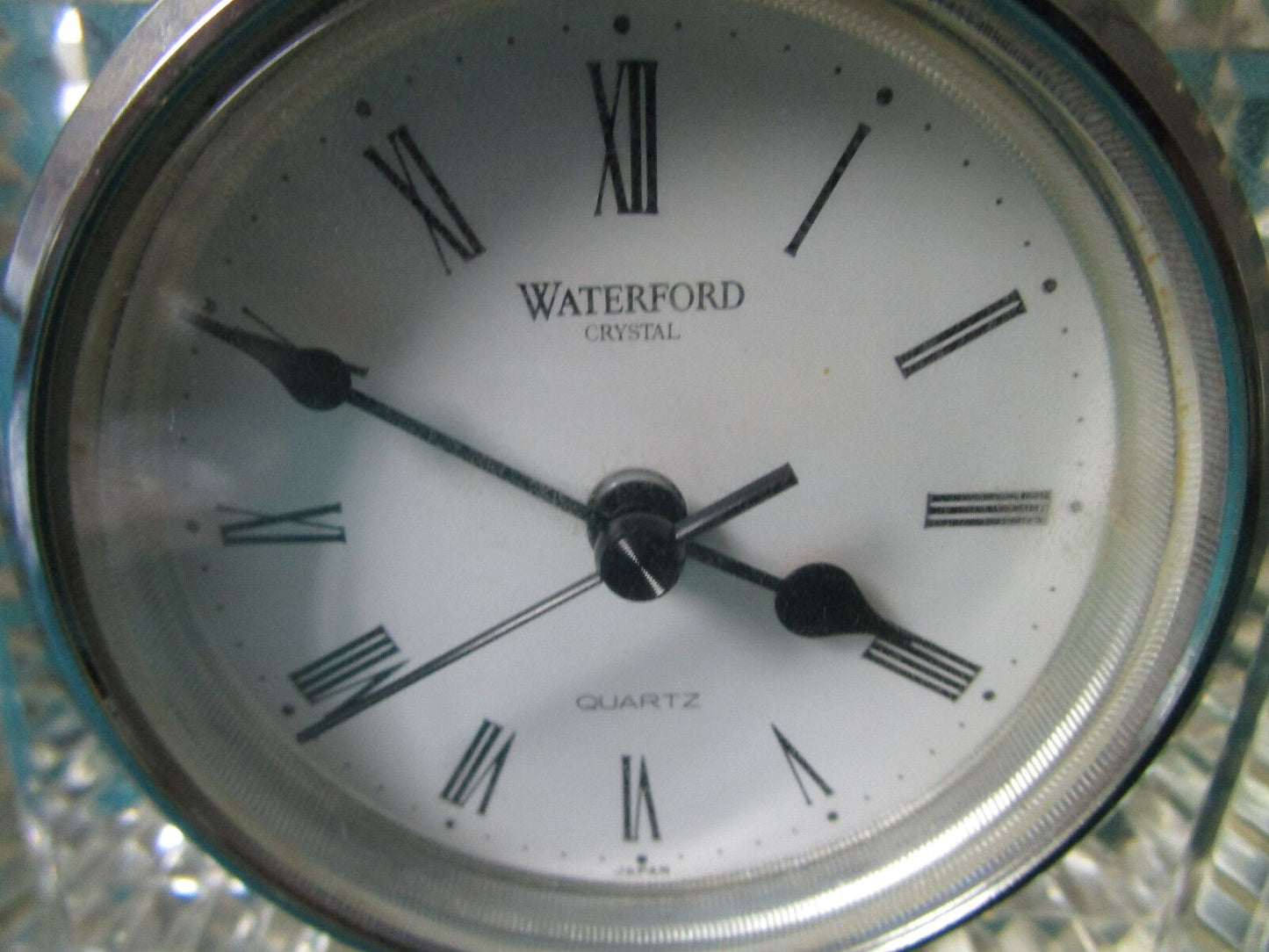 WATERFORD CRYSTAL TABLE BATTERY CLOCK 4 X 5" STILL WITH LABEL NO BOX [aD]