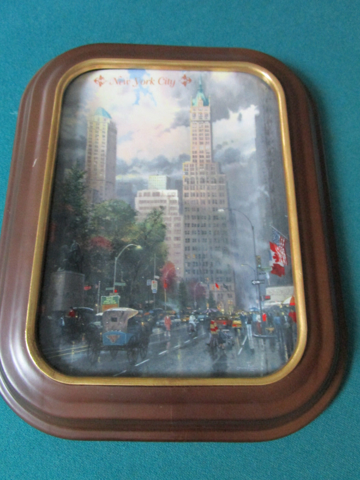 THOMAS KINKADE NEW YORK AND SAN FRANCISCO IN RAINY DAYS COLLECTOR FRAMED PLATES