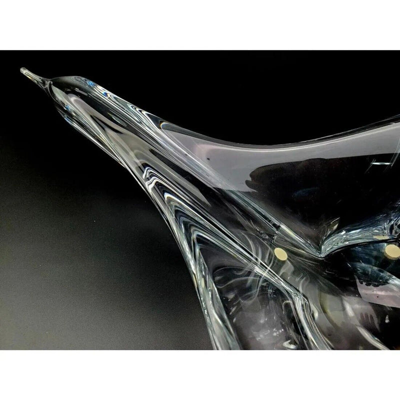 Large sculpture bowl centerpiece Bird in Flight by Daum, France, 17.5"