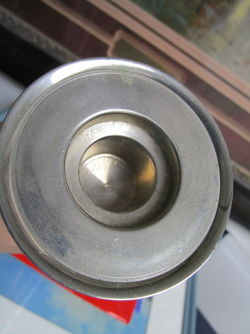 Candleholder TOWER  pink GLASS and silverplate, round body, 9 1/2" ORIGINAL