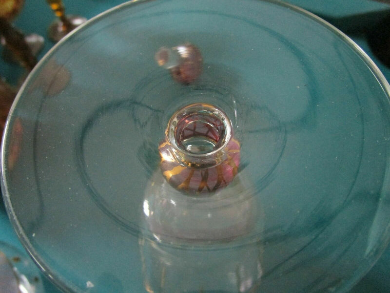 BOHEMIAN CZECH PURPLE CRYSTAL GOLD DECANTER WITH STOPPER AND BOWL PICK1