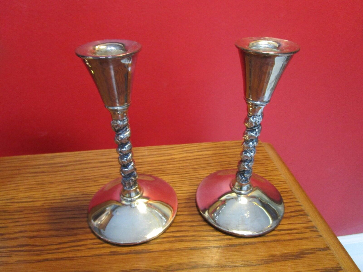 VALERO SPAIN SILVERPLATE PAIR OF CANDLEHOLDERS 6" TALL [OFFICE*]