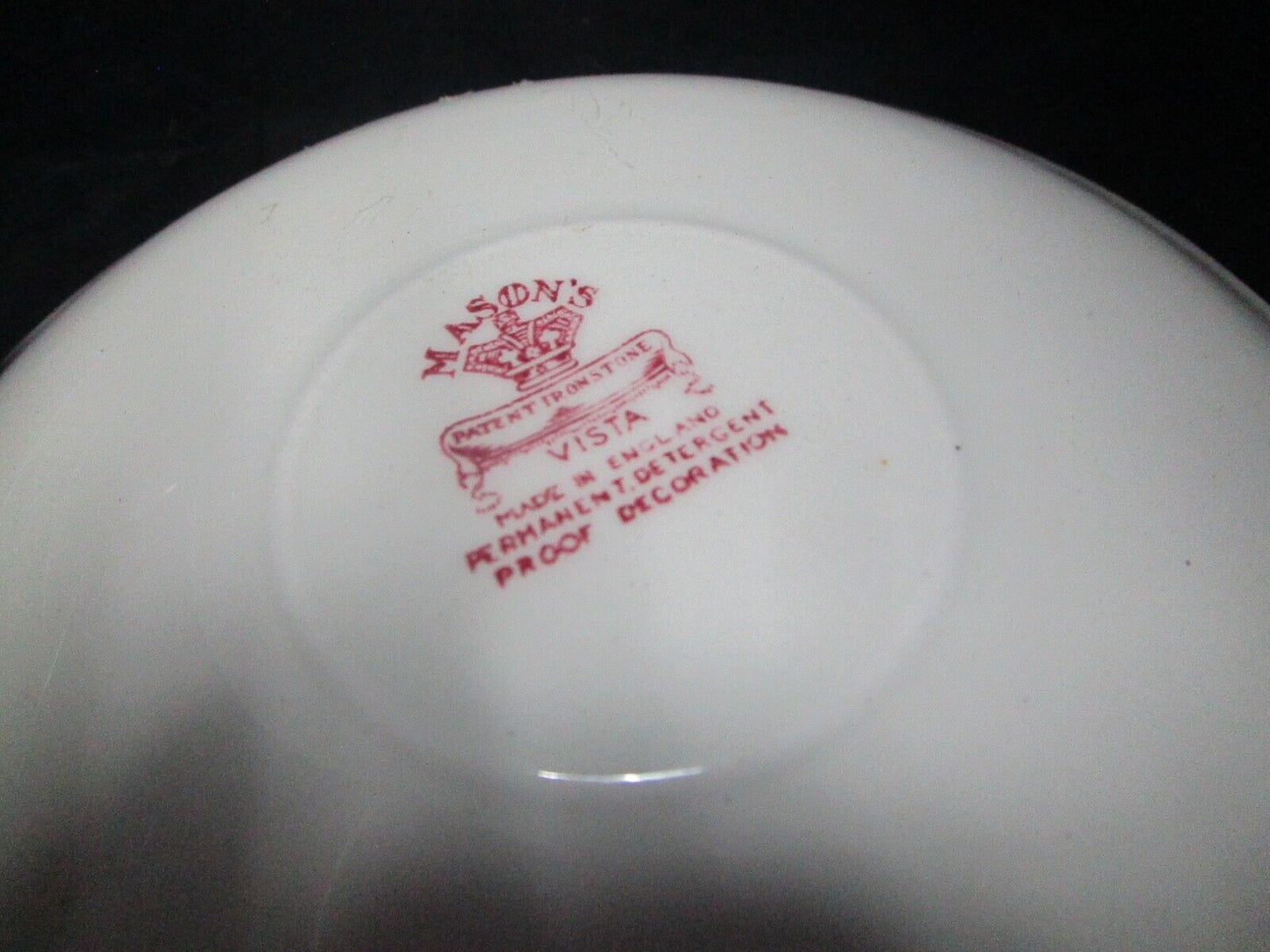 MASON'S ENGLAND RED TRANSFERWARE "VISTA" CUPS SAUCER