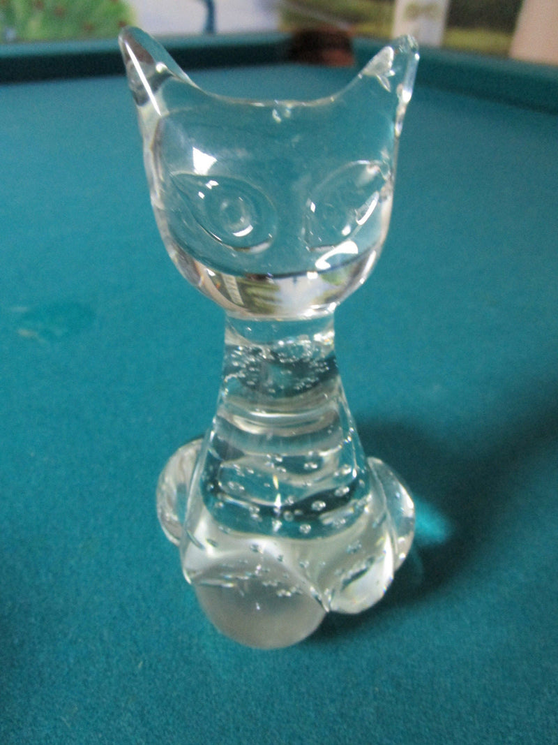 Sitting Cat Crystal Paperweight 5 1/4"  [*PPWGT]