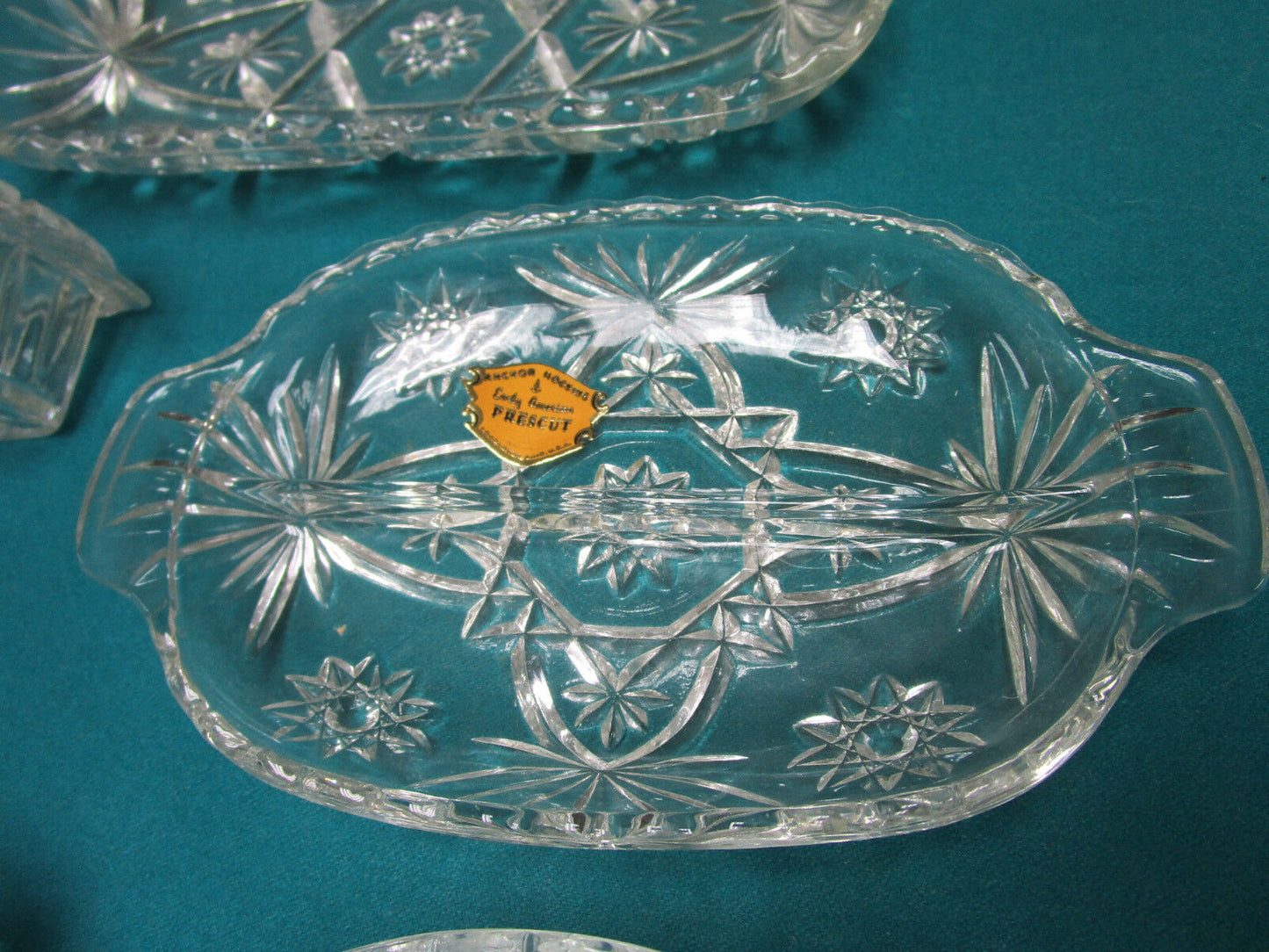 Anchor Hocking Early American PRESCUT LANCASTER 3 PCS SERVERS BOWLS TRAYS origin