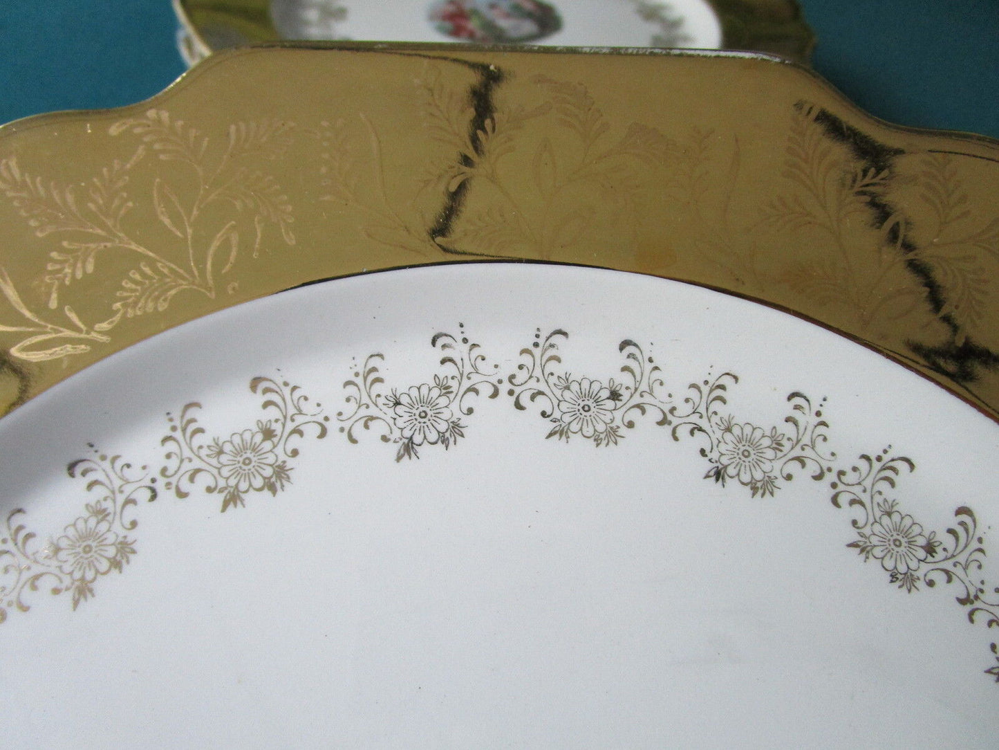 WS George USA 6 plates,LIDO pattern center medallion, garland and gold rim[*14b]