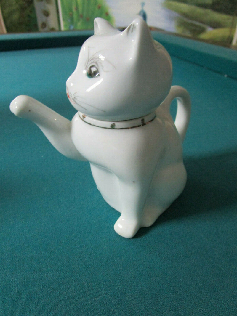 Kitty Chinese Creamer 1 Cup Teapot Koi Fish Spout 5" Lucky Kitty Fig Pick 1 40c