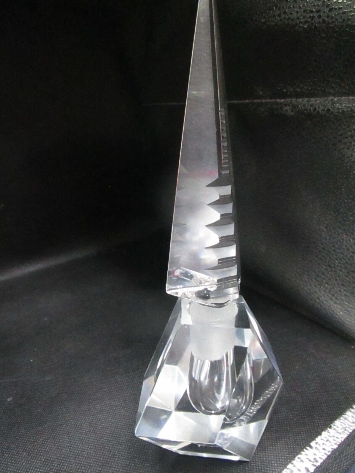 Vanity Art Deco Vintage Hand Cut Crystal Clear Pagoda Perfume Bottle