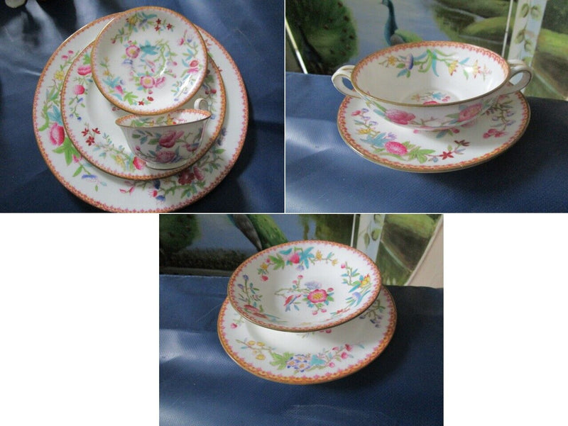 Royal Doulton Ito 1980s Pink Floral Smooth Edge Dinner Set Pick Set