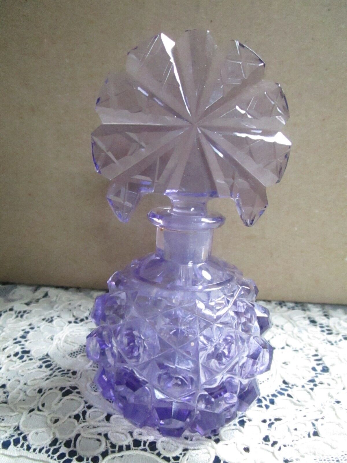 Antique amethyst crystal perfume bottle 5"