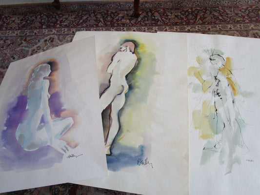 W. REILLY 7 ORIGINAL WATERCOLOR ON PAPER NO FRAMES AROUND 19 X 13"