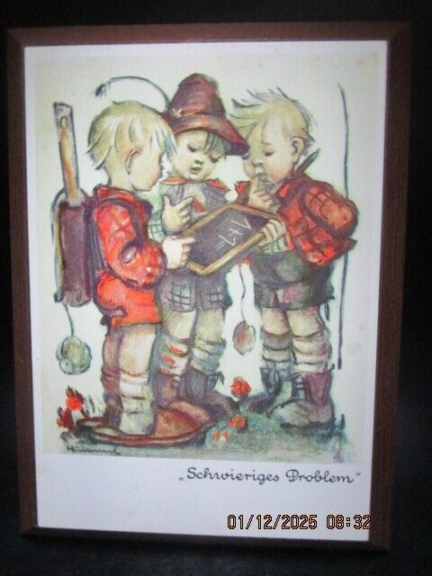 Vintage Hummel Print On Wood 7 X 5" ^^