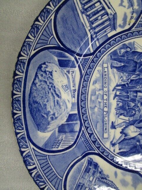 Royal Stafordshire historical plate 10" Plymouth Mass blue [bp44]