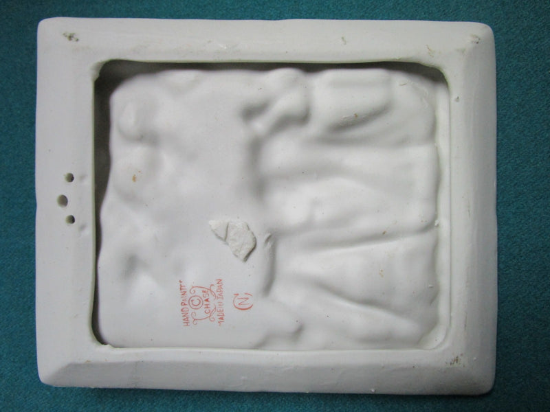 CHASE CERAMIC BISQUE JAPAN 1940s WALL PLAQUES VICTORIAN COUPLE 4 X 5"