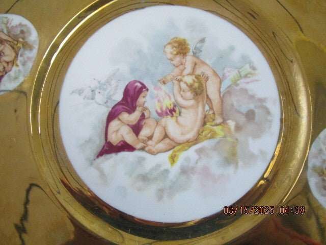 Antique Hutschenreuther Plate Charger, JKW,Josef Kuba GOLD AND CHERUBS [167b