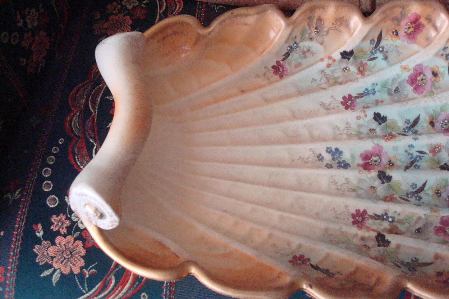 Abingdon Pottery USA Handpainted Large Console Shell Plate or Dish ORIGINAL