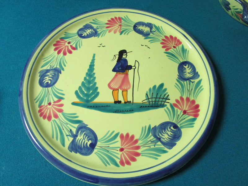 Hb Quimper France Round Trivet He Decor 11 1/2" C1980s