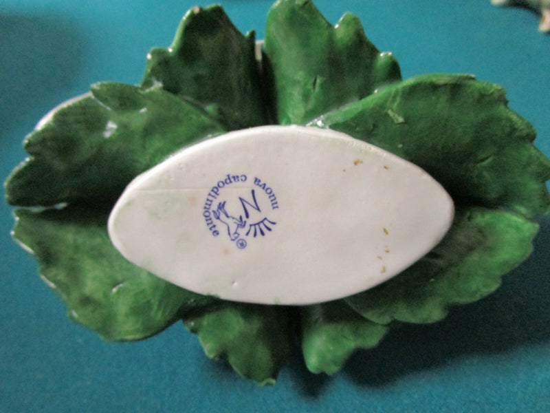 CAPODIMONTE ITALY MIDCENTURY PLATES, COVERED BOX CERAMIC BOUQUET FLOWERS PICK 1^