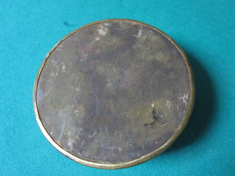 BRASS MID CENTURY INK WELL WITH GLASS INSERT 5" ORIGINAL