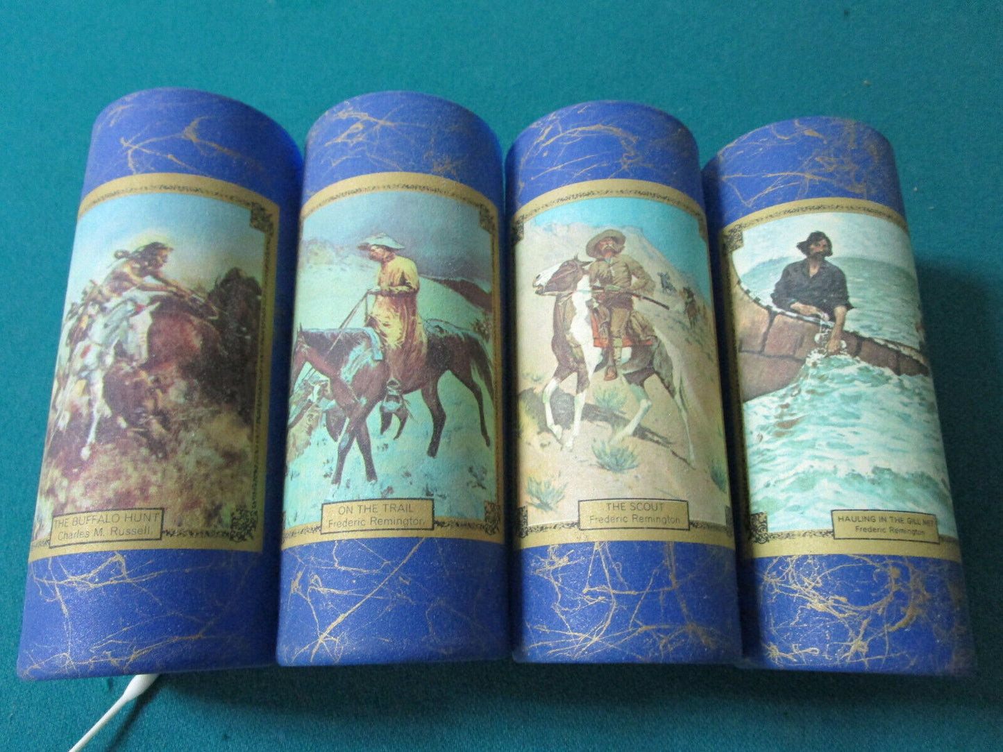 4 Remington and Russell Highball Glasses  Old American West 1950s