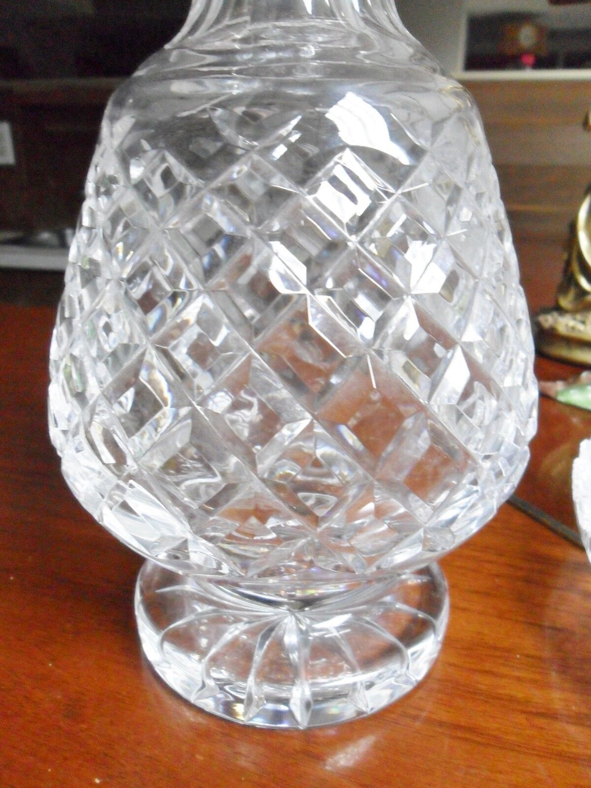 Vintage pressed glass large decanter 13" tall,  with cover[aB]