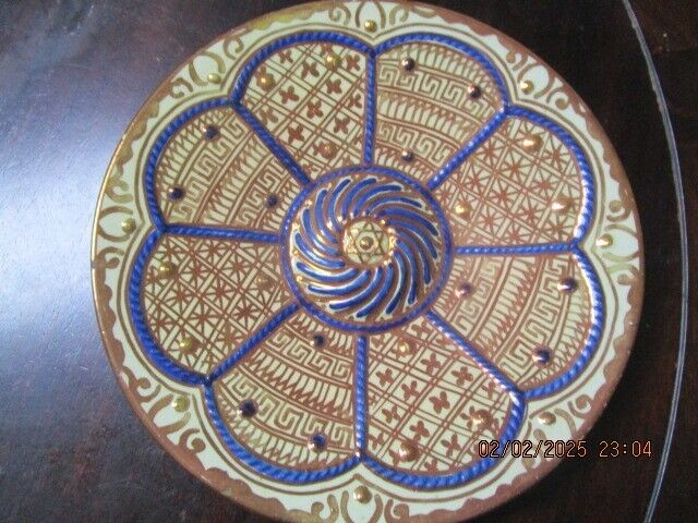 JEWISH POTTERY BOWL WALL PLATE HANDPAINTED 9" ^^