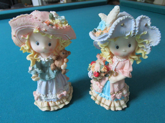 Victorian young ladies, hats, flowers and details, sculptures,7" tall[tybox]