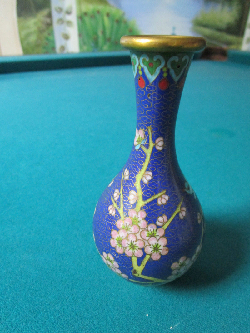 CLOISONNE CHINESE BLUE BUD VASE BLUE BIRD 5" [*CLOI]