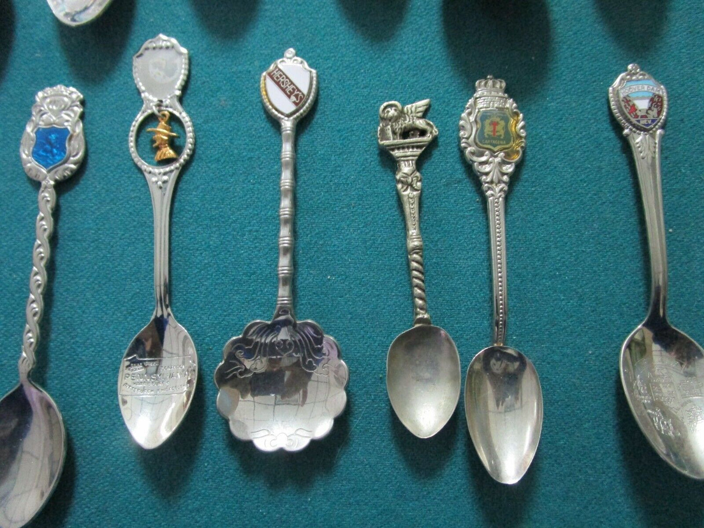 46 SOUVENIR SILVERPLATE  SPOONS USA AND INTERNATIONAL