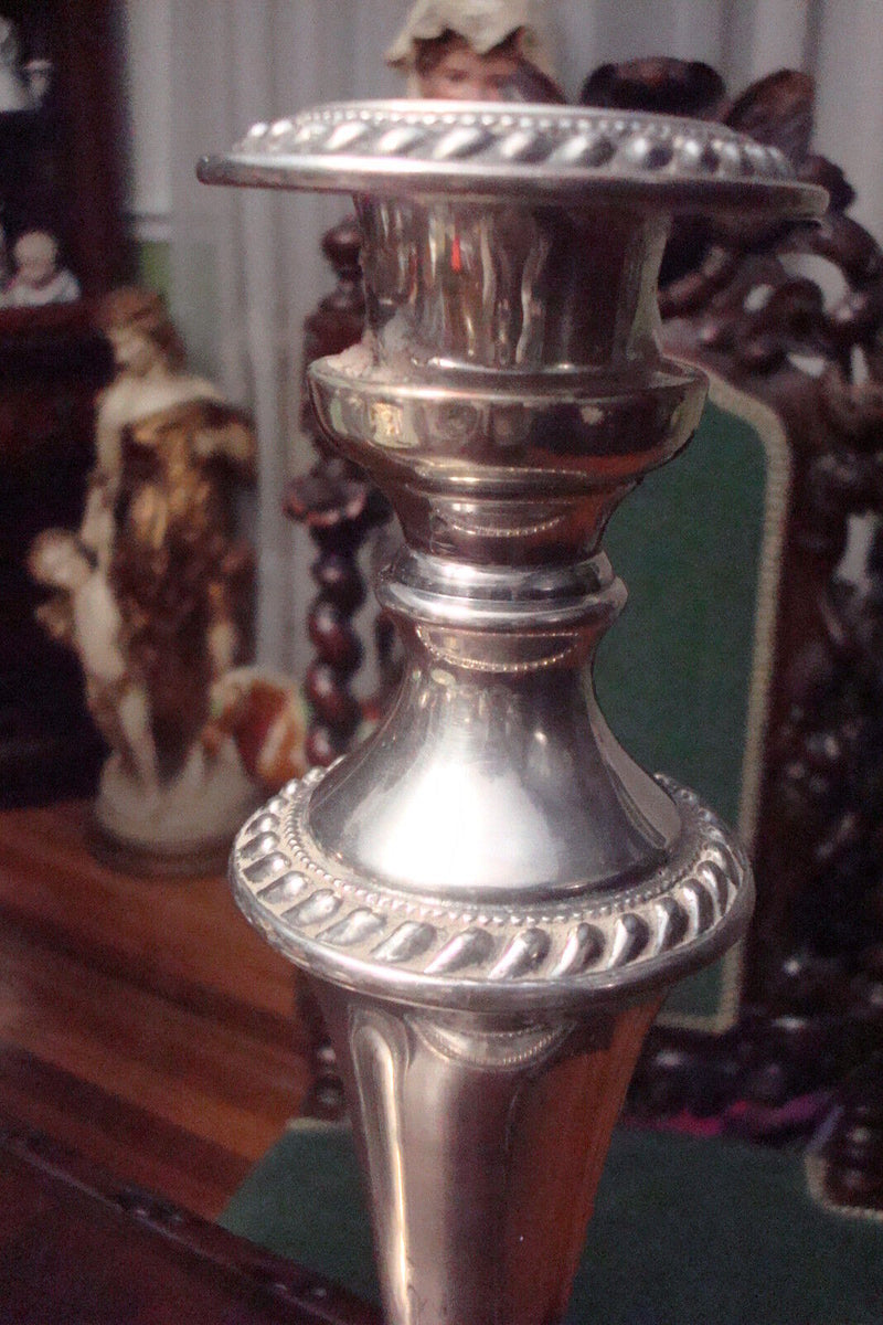 Early 20th Century Goldfeder Silver Plate Pair Candelabras Crown Hallmark [*]