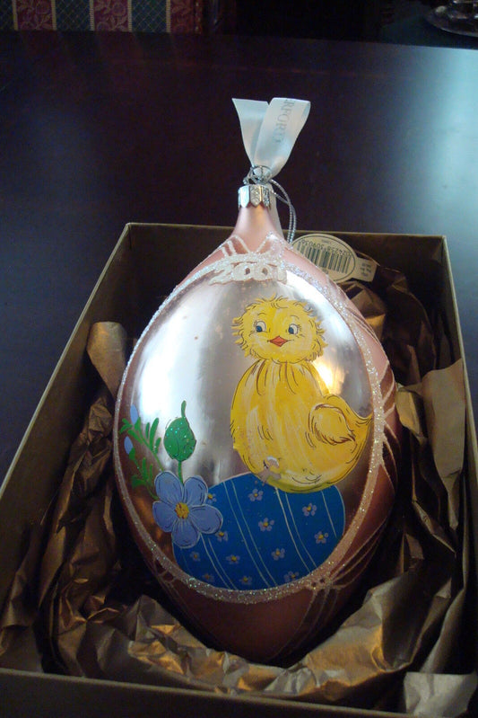 Waterford hand blown glass Christmas egg in original box, original tags new