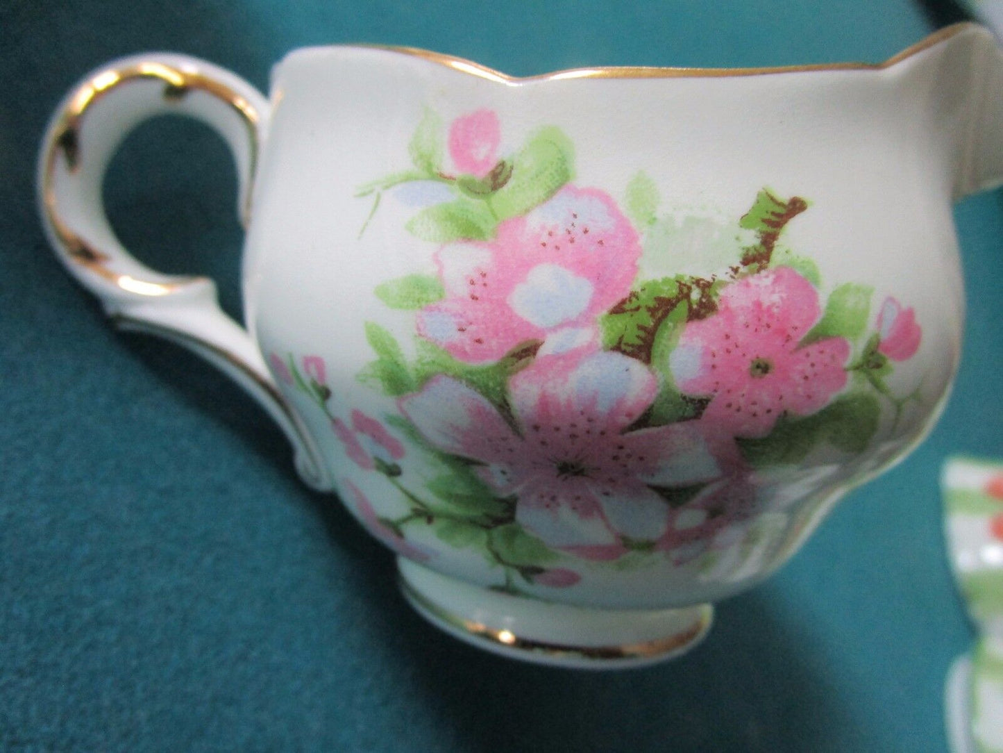 ADDERLEY  ENGLAND PORCELAIN CREAMER AND OPEN SUGAR FLORAL ORIGINAL