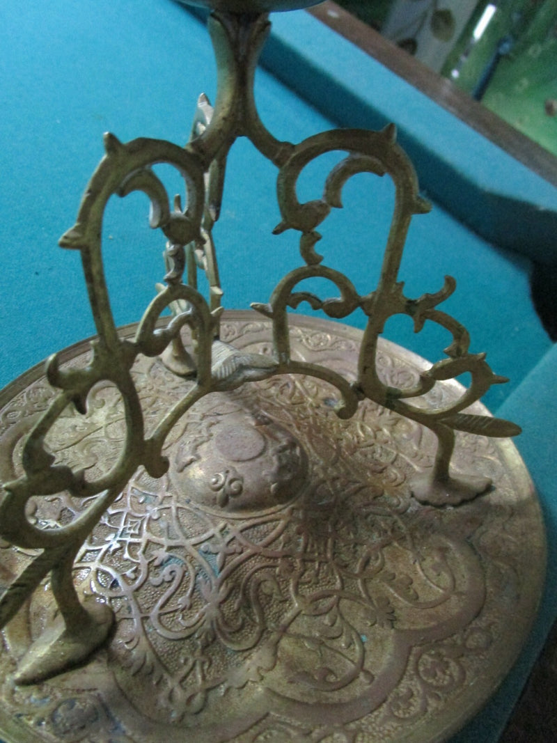 Asian Candleholder Brass Ornated Ormulu 9" Tall [METBSKT4]