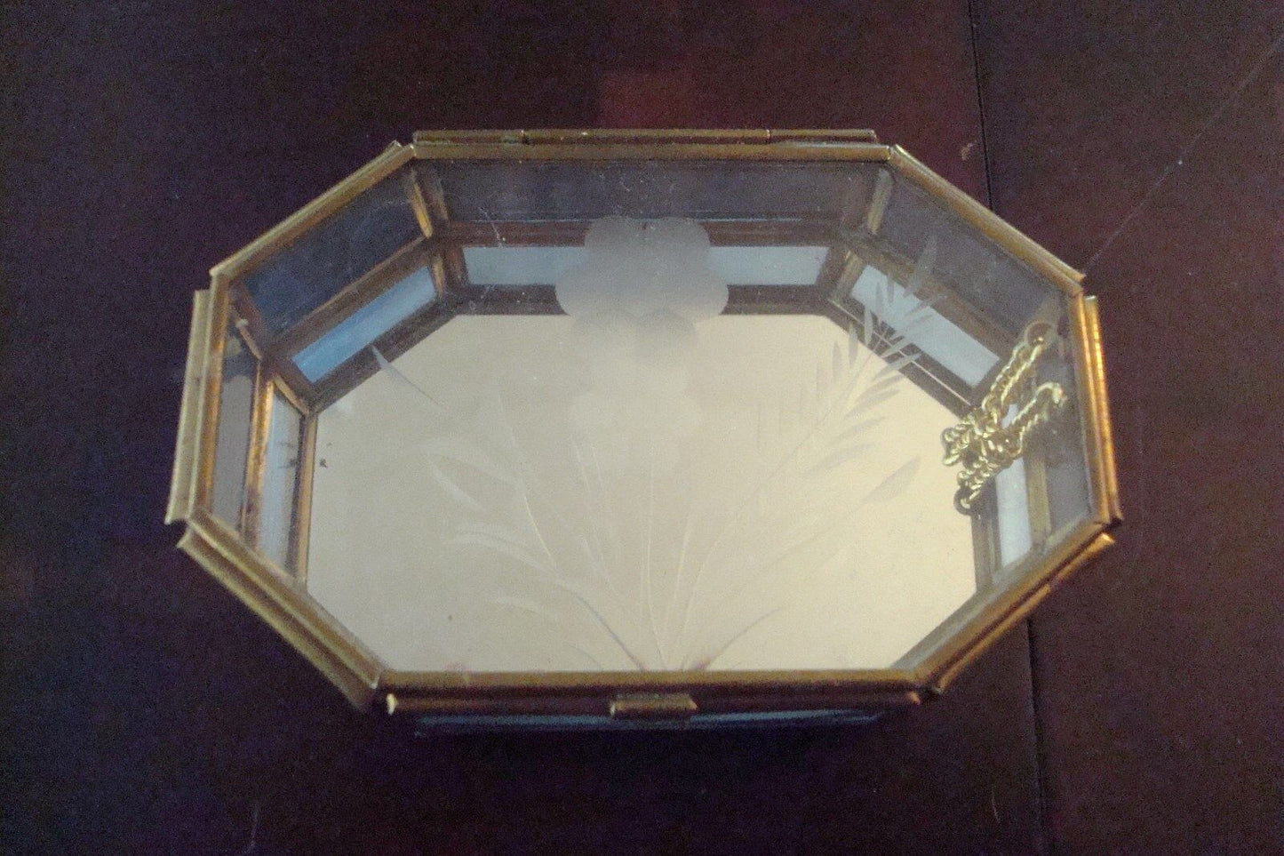 VIA VERMONT Crystal mirror  jewelry box made in Mexico [*74]